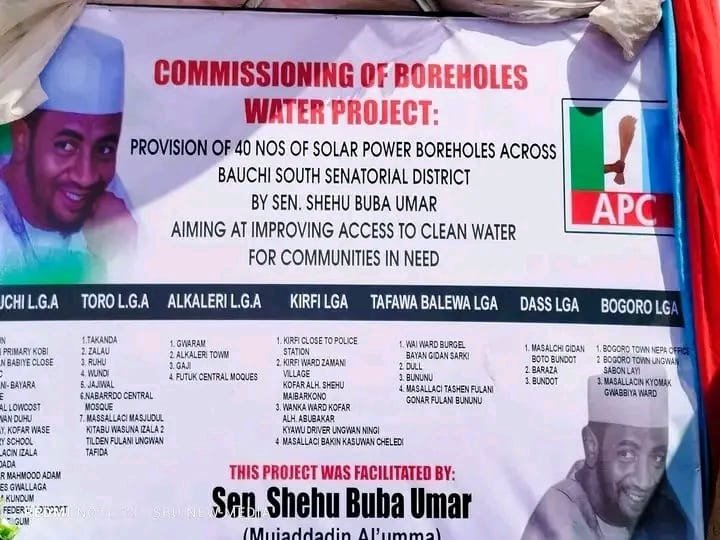 Supporters of Senator Buba educates voters on PVC at the Commissioning of 40 Solar-Powered Boreholes in seven LGA's